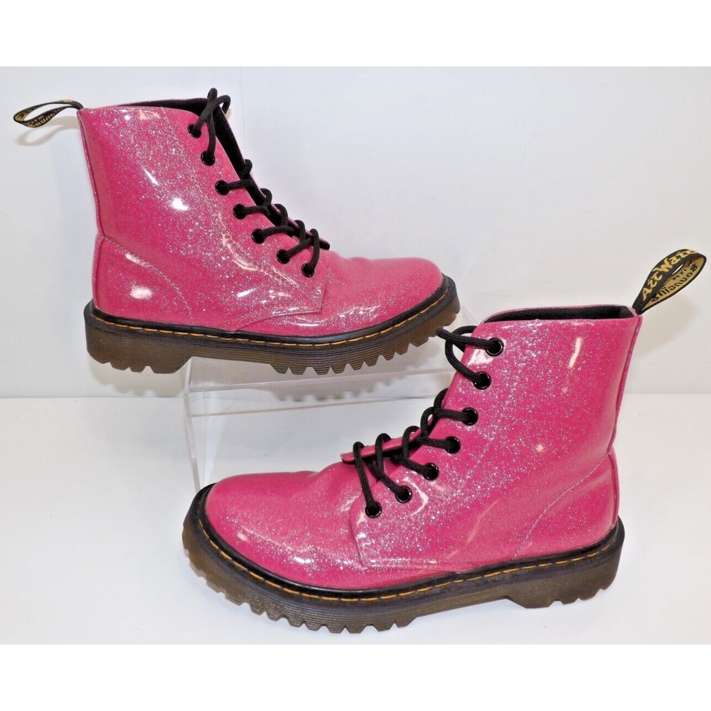 Dr Martens Luana Patent Leather Hot Glitter Pink boots - Womens size 7 - Picture 4 of 16